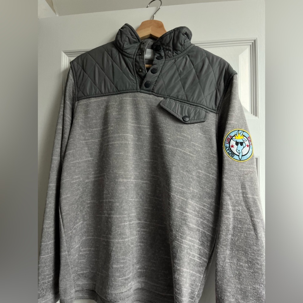 Goat USA Quilted Snap Button Long Sleeve Pullover Sweater